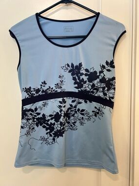 Aspire Blue Floral Athletic Tank Top | Workout Activewear | Size SLightweight As
